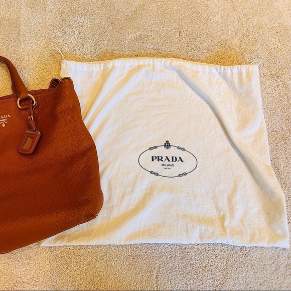 Prada Vitello Daino Tote Bag (Papaya Large) - Picture 8 of 8